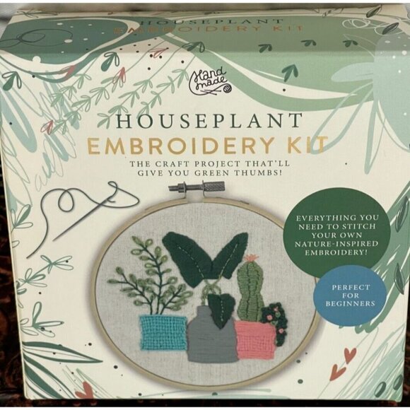 Professor Puzzle Houseplant Design Beginners Budding Artist Embroidery Kit - Picture 2 of 3